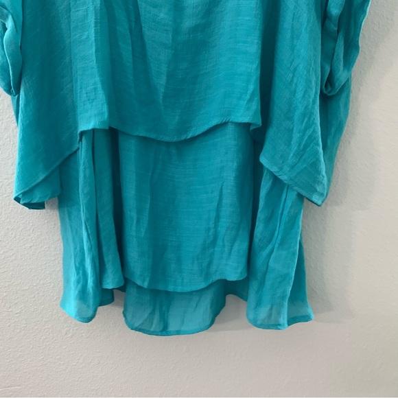 Umgee Top Layered Short Sleeve size XL Lightweight Teal Oversized Casual - Picture 2 of 13